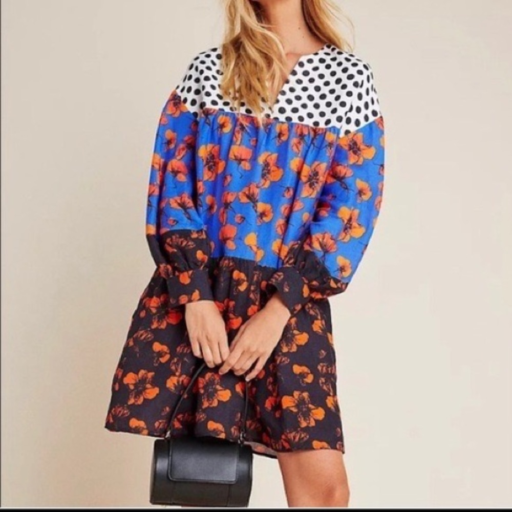 Anthropologie Dhruv Kapoor Polka Dot Floral Dress XS